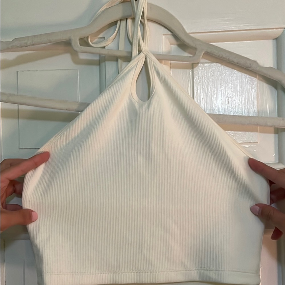 Zara Cream Halter Crop Top
